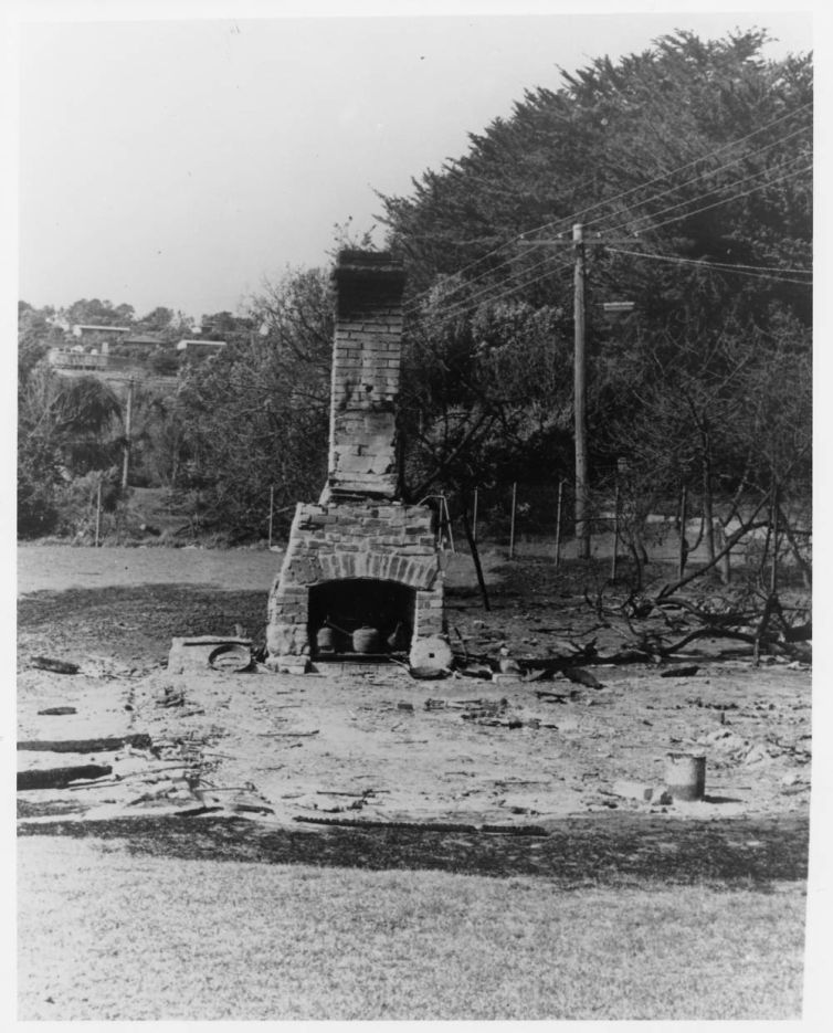 Remains of the Bark Hut at Angahook, Aireys Inlet, Ash Wednesday 1983 - Keoth Ccil Collection